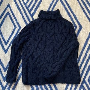Zara Knit Navy Cowlneck Sweater